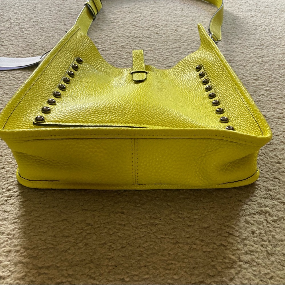 Rebecca Minkoff Genuine Leather Unlined Feed Limeade Crossbody Shoulder Bag NWT - Picture 9 of 16
